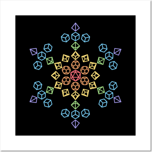 Snowflake Rainbow Polyhedral Dice Posters and Art